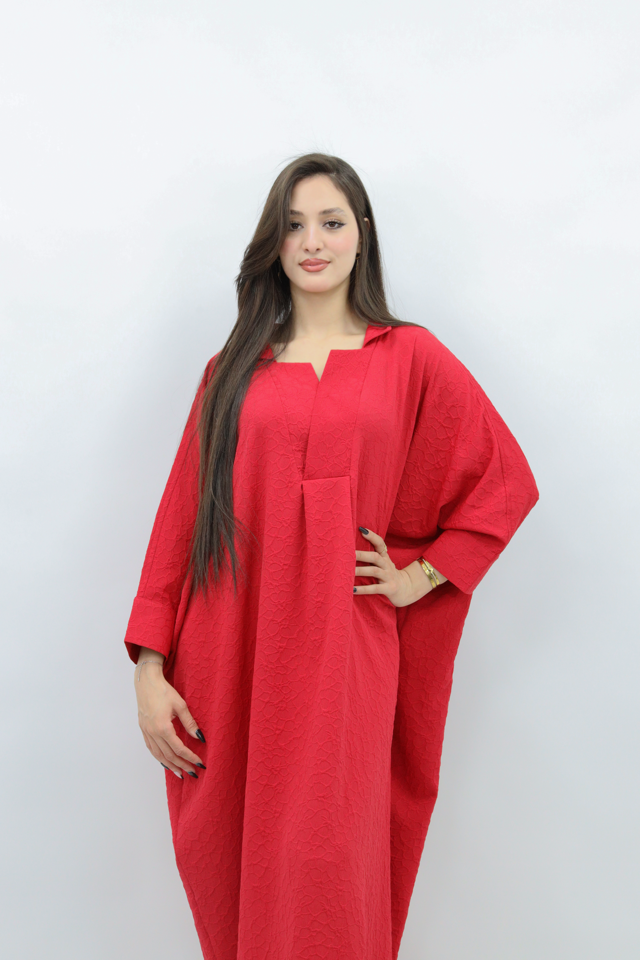 Zahra Flow Gandoura – Crimson Elegance
