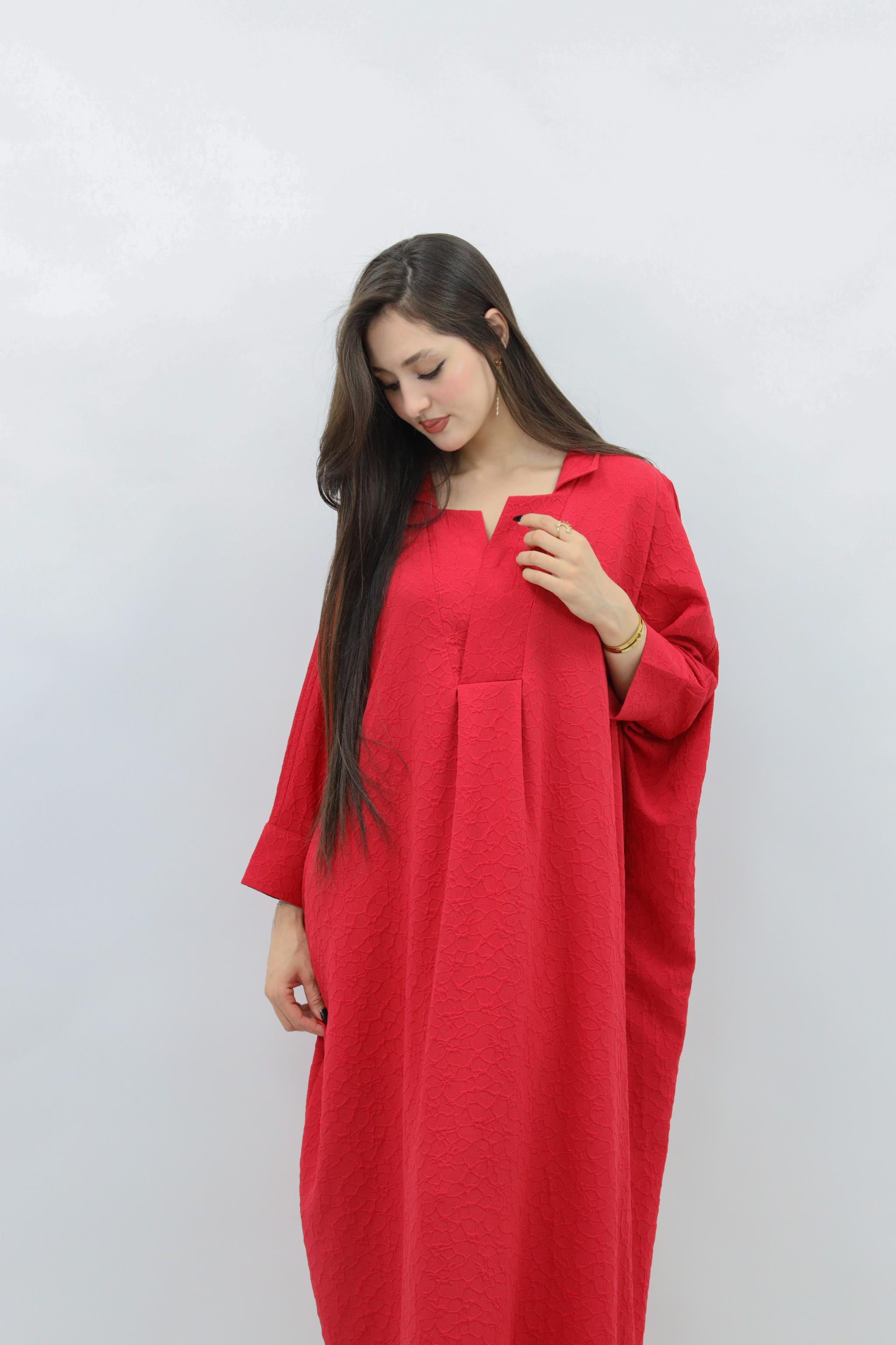 Zahra Flow Gandoura β Crimson Elegance