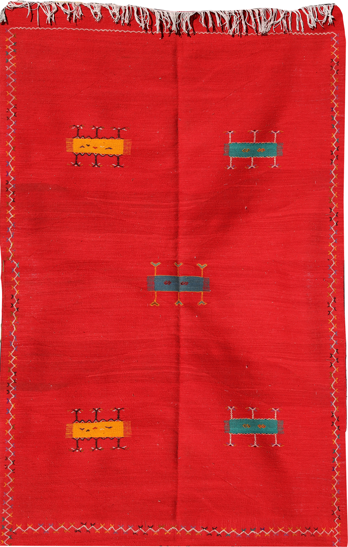 Authentic Moroccan Beni Ouarain Rug - Handwoven Blue Wool Carpet with Geometric Patterns