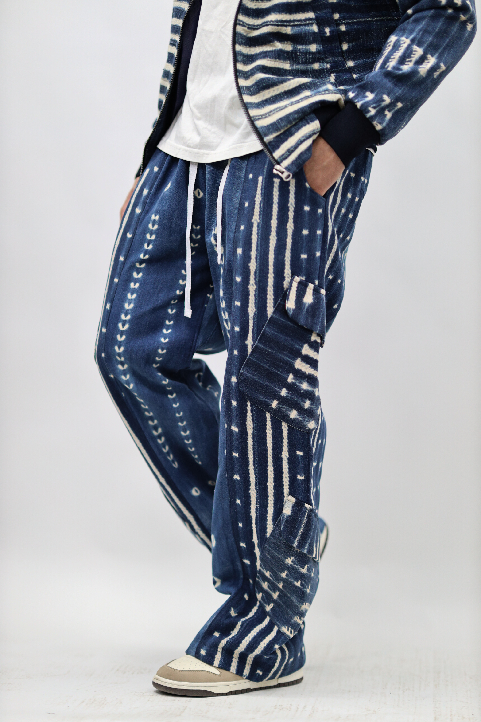 Indigo Handwoven Cargo Pants – Moroccan Artisan Trousers